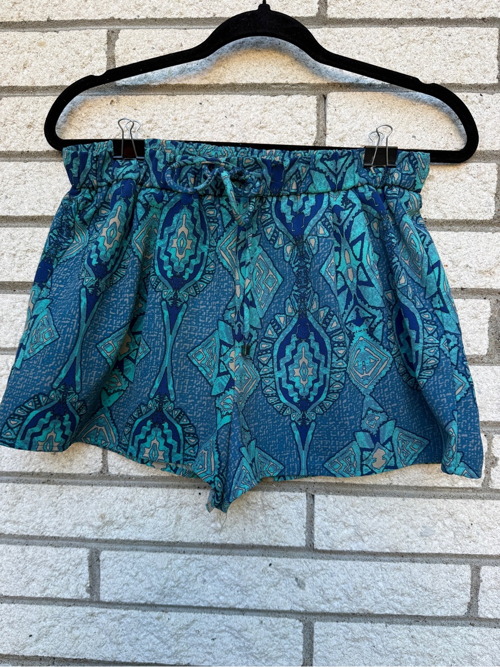 Forever 21 Women’s Teal Patterned Drawstring Shorts